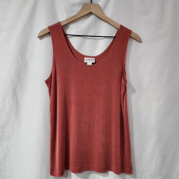 Chico's Travelers Womens Sleeveless Top Size 2 (L/12) Mauve Slinky Stretch Flowy - Picture 2 of 6